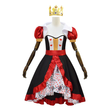 Alice in Wonderland Queen of Hearts Dress Fancy Halloween Woman Kids Outfit Becostume
